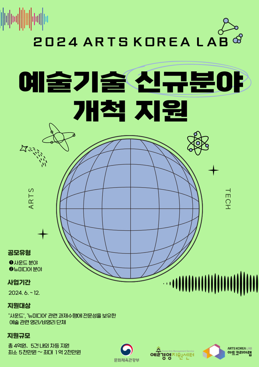 아트코리아랩, 예술.기술 신규분야 개척 지원 공모