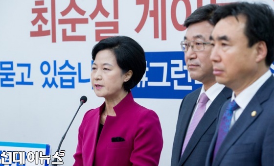 더불어민주당 추미애 대표가 박근혜 대통령의 임기 내 개헌 발언과 관련  기자회견을 하고 있다.