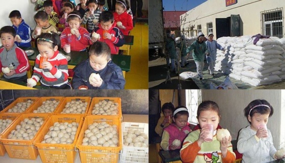 북한 어린이들에게 빵을 지원하는 영국 민간단체인 ‘북녘 어린이 사랑’의 활동 사진. [사진 출처 = ‘북녘 어린이 사랑' 웹사이트]